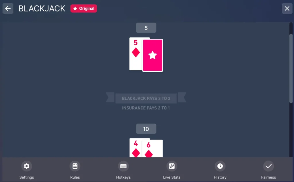 BitStarz Originals Blackjack